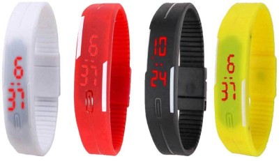 NS18 Silicone Led Magnet Band Combo of 4 White, Red, Black And Yellow Digital Watch  - For Boys & Girls   Watches  (NS18)