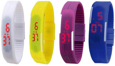 

Kissu Led Magnet Band Combo of 4 White, Yellow, Purple And Blue Watch - For Men & Women