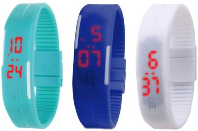 NS18 Silicone Led Magnet Band Combo of 3 Sky Blue, Blue And White Digital Watch  - For Boys & Girls   Watches  (NS18)