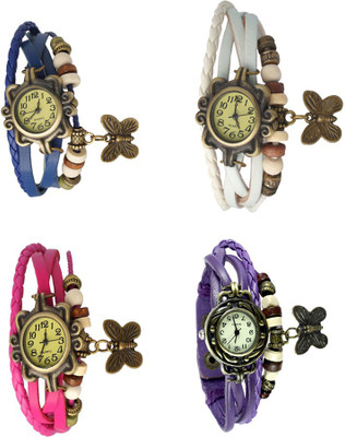 

Kissu Vintage Rakhi Combo of 4 Blue, Pink, White And Purple Watch - For Women
