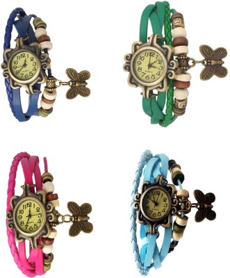 NS18 Vintage Butterfly Rakhi Combo of 4 Blue, Pink, Green And Sky Blue Analog Watch  - For Women   Watches  (NS18)