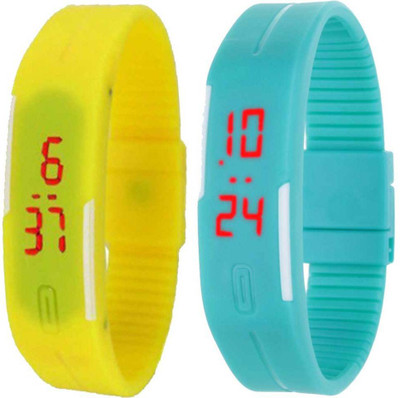 

Kissu Led Band Watch Combo of 2 Yellow And Sky Blue Watch - For Couple