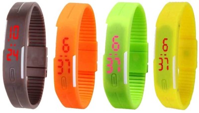 NS18 Silicone Led Magnet Band Combo of 4 Brown, Orange, Green And Yellow Digital Watch  - For Boys & Girls   Watches  (NS18)