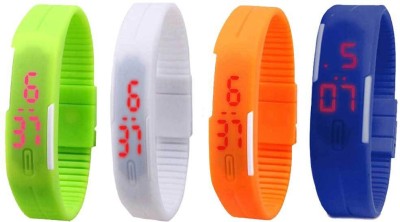 NS18 Silicone Led Magnet Band Combo of 4 Green, White, Orange And Blue Digital Watch  - For Boys & Girls   Watches  (NS18)