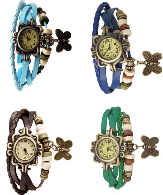 NS18 Vintage Butterfly Rakhi Combo of 4 Sky Blue, Brown, Blue And Green Analog Watch  - For Women   Watches  (NS18)