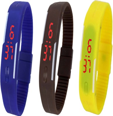 Twok Combo of Led Band Blue + Brown + Yellow Digital Watch  - For Men & Women   Watches  (Twok)
