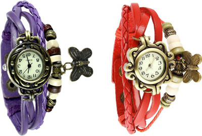 View NS18 Vintage Butterfly Rakhi Watch Combo of 2 Purple And Red Analog Watch  - For Women Wrist Watches Price Online(NS18)