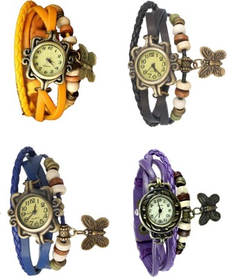 NS18 Vintage Butterfly Rakhi Combo of 4 Yellow, Blue, Black And Purple Analog Watch  - For Women   Watches  (NS18)