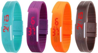 NS18 Silicone Led Magnet Band Combo of 4 Sky Blue, Purple, Orange And Brown Digital Watch  - For Boys & Girls   Watches  (NS18)