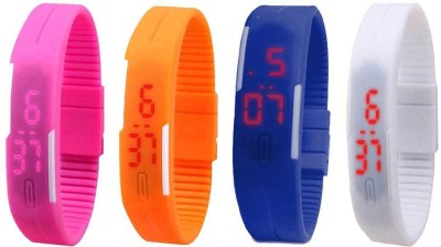 NS18 Silicone Led Magnet Band Combo of 4 Pink, Orange, Blue And White Digital Watch  - For Boys & Girls   Watches  (NS18)
