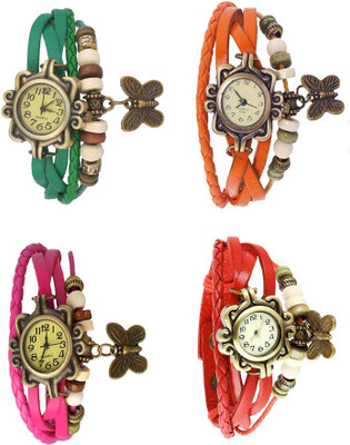 

Kissu Vintage Rakhi Combo of 4 Green, Pink, Orange And Red Watch - For Women