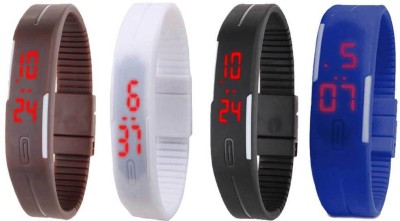 NS18 Silicone Led Magnet Band Combo of 4 Brown, White, Black And Blue Digital Watch  - For Boys & Girls   Watches  (NS18)