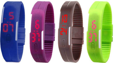 

Kissu Led Magnet Band Combo of 4 Blue, Purple, Brown And Green Watch - For Men & Women