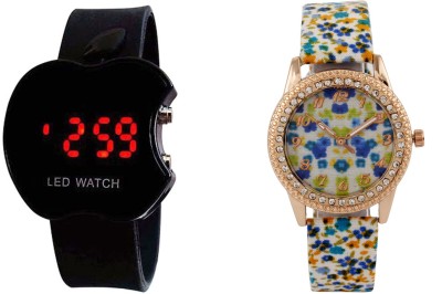 COSMIC DIAMOND STUDDED ANALOG MULTICOLOR WOMEN WATCH MODEL-4 WITH FREE BLACK APPLE LED Analog-Digital Watch  - For Women   Watches  (COSMIC)