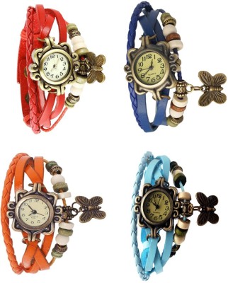 NS18 Vintage Butterfly Rakhi Combo of 4 Red, Orange, Blue And Sky Blue Analog Watch  - For Women   Watches  (NS18)