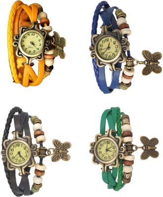 NS18 Vintage Butterfly Rakhi Combo of 4 Yellow, Black, Blue And Green Analog Watch  - For Women   Watches  (NS18)
