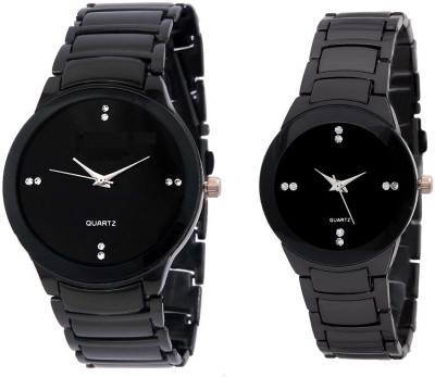 Rokcy Pair Analog R-Shape Black Dial watch Analog Watch  - For Couple   Watches  (Rokcy)