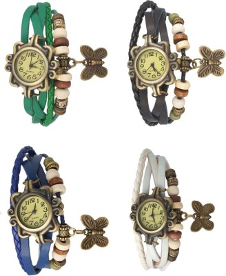 NS18 Vintage Butterfly Rakhi Combo of 4 Green, Blue, Black And White Analog Watch  - For Women   Watches  (NS18)