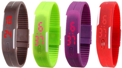 

Kissu Led Magnet Band Combo of 4 Brown, Green, Purple And Red Watch - For Men & Women