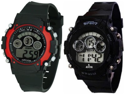 Pappi Boss Pack of 2 Sports Collection Black & Red Dial Digital Watch  - For Boys   Watches  (Pappi Boss)