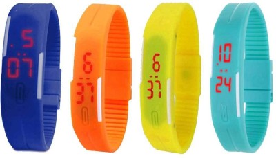 NS18 Silicone Led Magnet Band Watch Combo of 4 Blue, Orange, Yellow And Sky Blue Digital Watch  - For Couple   Watches  (NS18)