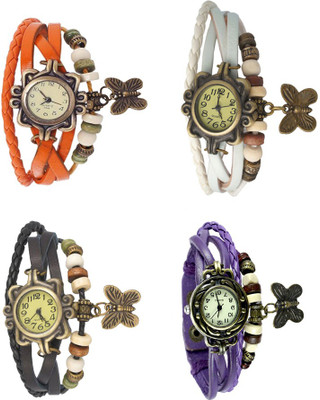 

NS18 Vintage Butterfly Rakhi Combo of 4 Orange, Black, White And Purple Watch - For Women