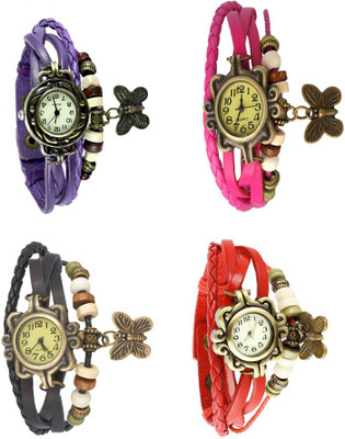 

Kissu Vintage Rakhi Combo of 4 Purple, Black, Pink And Red Watch - For Women