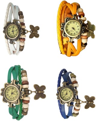 NS18 Vintage Butterfly Rakhi Combo of 4 White, Green, Yellow And Blue Analog Watch  - For Women   Watches  (NS18)