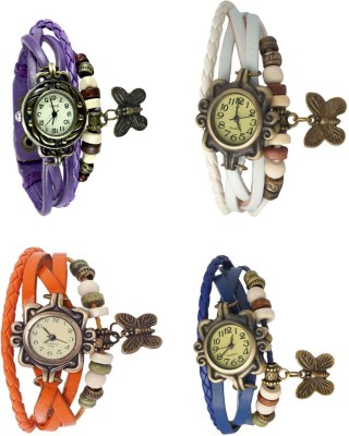 NS18 Vintage Butterfly Rakhi Combo of 4 Purple, Orange, White And Blue Analog Watch  - For Women   Watches  (NS18)