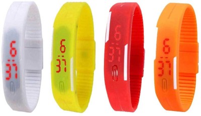 NS18 Silicone Led Magnet Band Combo of 4 White, Yellow, Red And Orange Digital Watch  - For Boys & Girls   Watches  (NS18)