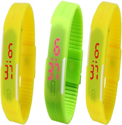 Twok Combo of Led Band Yellow + Green + Yellow Digital Watch  - For Men & Women   Watches  (Twok)
