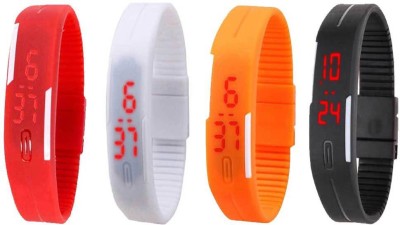 NS18 Silicone Led Magnet Band Combo of 4 Red, White, Orange And Black Digital Watch  - For Boys & Girls   Watches  (NS18)