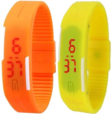 NS18 Silicone Led Magnet Band Set of 2 Orange And Yellow Digital Watch  - For Boys & Girls   Watches  (NS18)