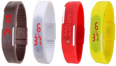 NS18 Silicone Led Magnet Band Combo of 4 Brown, White, Red And Yellow Digital Watch  - For Boys & Girls   Watches  (NS18)