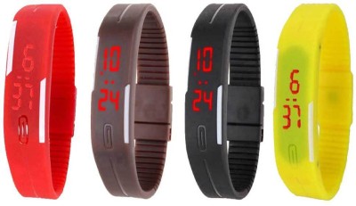 NS18 Silicone Led Magnet Band Combo of 4 Red, Brown, Black And Yellow Digital Watch  - For Boys & Girls   Watches  (NS18)