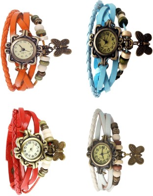 NS18 Vintage Butterfly Rakhi Combo of 4 Orange, Red, Sky Blue And White Analog Watch  - For Women   Watches  (NS18)