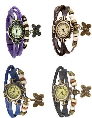 NS18 Vintage Butterfly Rakhi Combo of 4 Purple, Blue, Brown And Black Analog Watch  - For Women   Watches  (NS18)