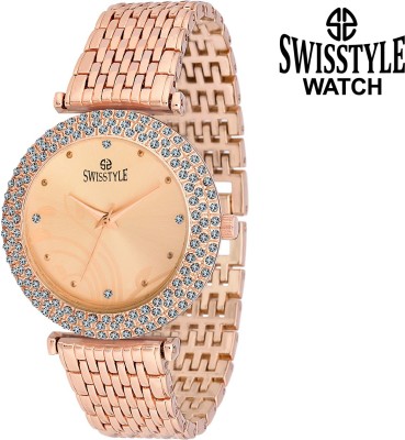 Swisstyle Crystal studded LR075 Rose Gold Watch  - For Women   Watches  (Swisstyle)