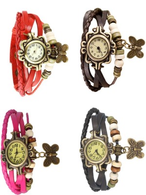 NS18 Vintage Butterfly Rakhi Combo of 4 Red, Pink, Brown And Black Analog Watch  - For Women   Watches  (NS18)
