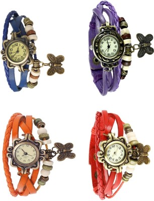 NS18 Vintage Butterfly Rakhi Combo of 4 Blue, Orange, Purple And Red Analog Watch  - For Women   Watches  (NS18)