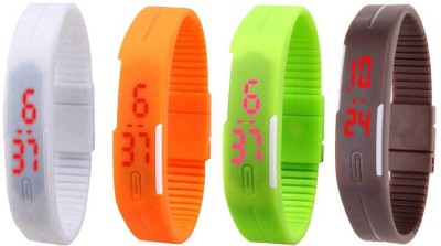 NS18 Silicone Led Magnet Band Combo of 4 White, Orange, Green And Brown Digital Watch  - For Boys & Girls   Watches  (NS18)