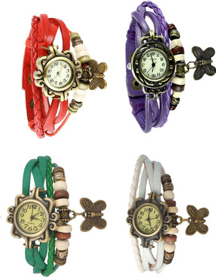 

Kissu Vintage Rakhi Combo of 4 Red, Green, Purple And White Watch - For Women