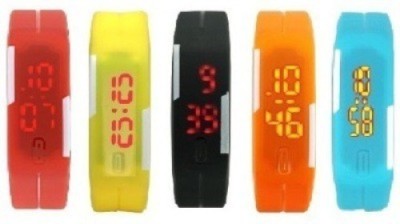 Passion BRANDED RED+YELLOW+BLUE+BLACK+ORANGE COMBO BAND LED Digital Watch  - For Women   Watches  (Passion)