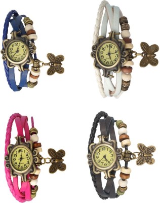 NS18 Vintage Butterfly Rakhi Combo of 4 Blue, Pink, White And Black Analog Watch  - For Women   Watches  (NS18)