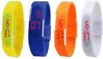 NS18 Silicone Led Magnet Band Combo of 4 Yellow, Blue, Orange And White Digital Watch  - For Boys & Girls   Watches  (NS18)
