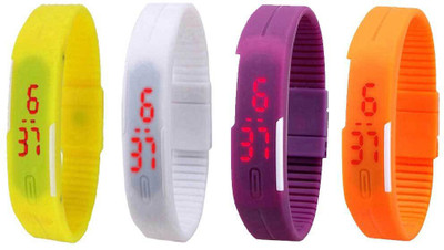 

Kissu Led Magnet Band Combo of 4 Yellow, White, Purple And Orange Watch - For Men & Women