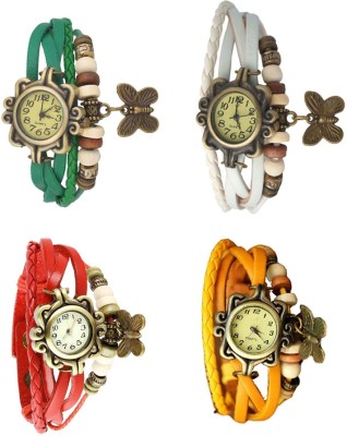 NS18 Vintage Butterfly Rakhi Combo of 4 Green, Red, White And Yellow Analog Watch  - For Women   Watches  (NS18)
