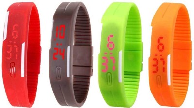 NS18 Silicone Led Magnet Band Combo of 4 Red, Brown, Green And Orange Digital Watch  - For Boys & Girls   Watches  (NS18)