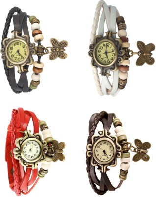 NS18 Vintage Butterfly Rakhi Combo of 4 Black, Red, White And Brown Analog Watch  - For Women   Watches  (NS18)