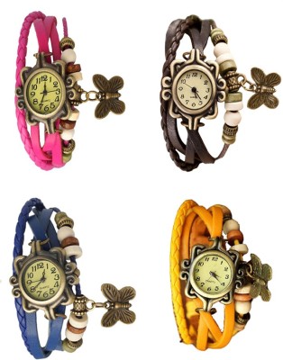 NS18 Vintage Butterfly Rakhi Combo of 4 Pink, Blue, Brown And Yellow Analog Watch  - For Women   Watches  (NS18)